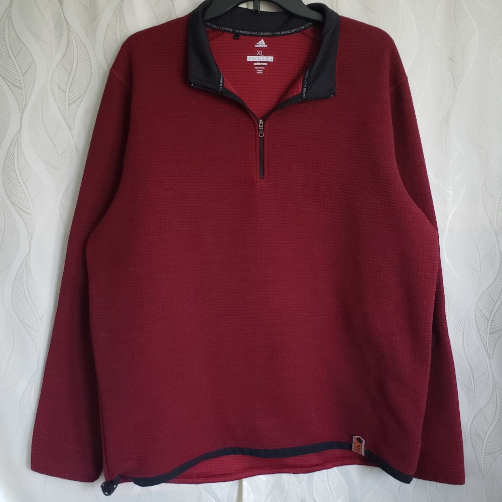 Adidas Adicross Red & Black Textured Quarter Zip Pullover